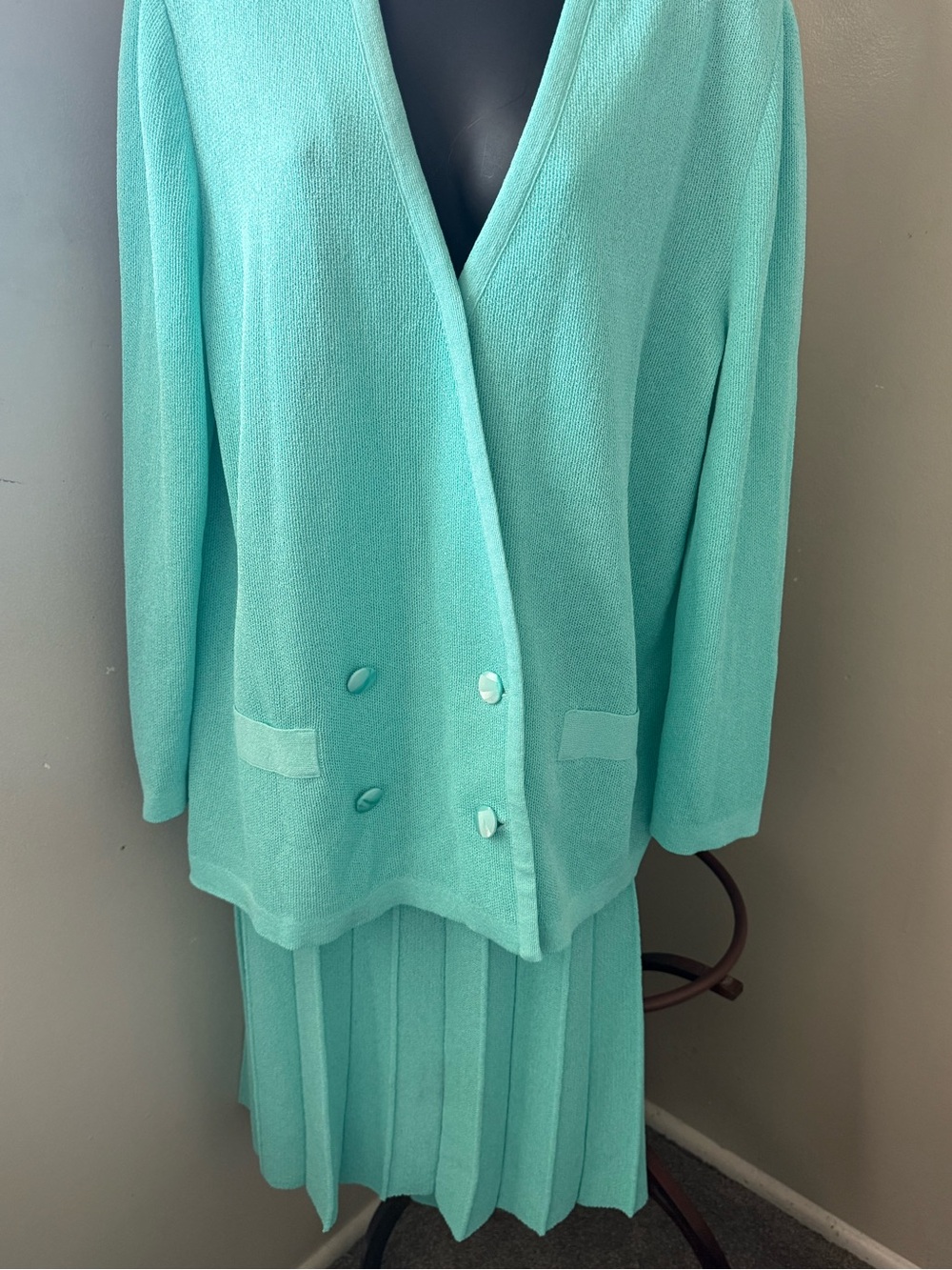 Light Teal Double-Breasted Women's Blazer